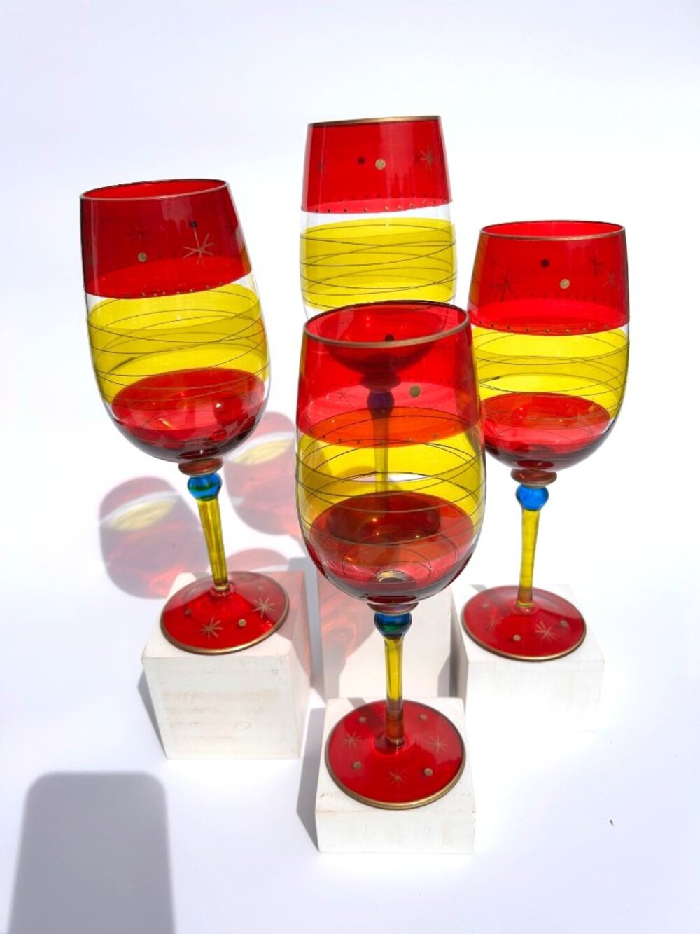 Vintage Pier 1 Festive Stripe Wine Glass.